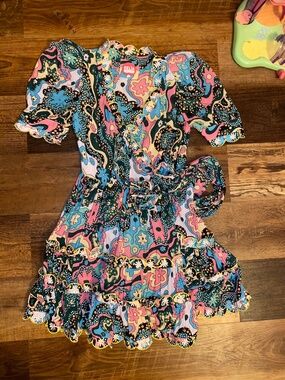 CELIAB Celia B Hortensia Mini Dress Short Puff Sleeve SMALL NWOT